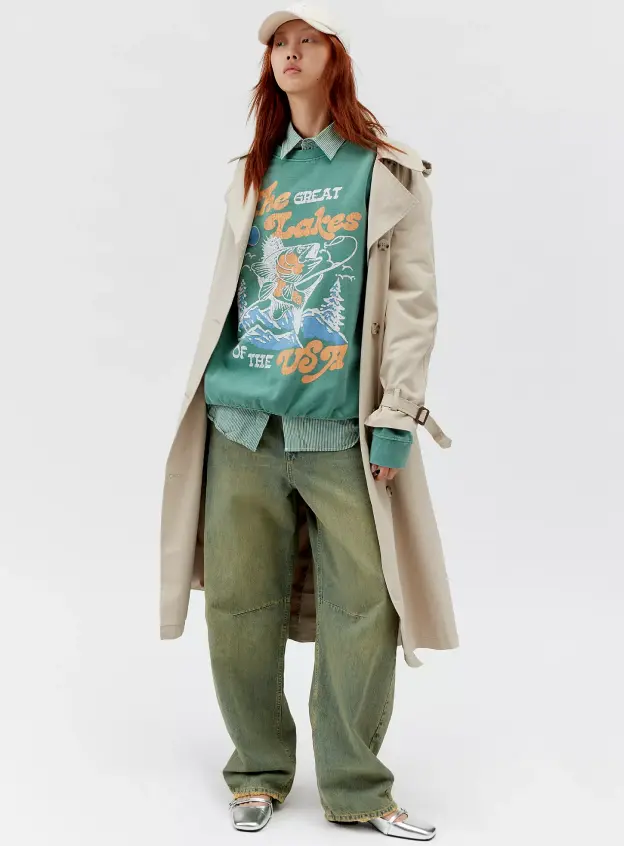 Göl Manzaralı Baskılı Sweatshirt - Yeşil